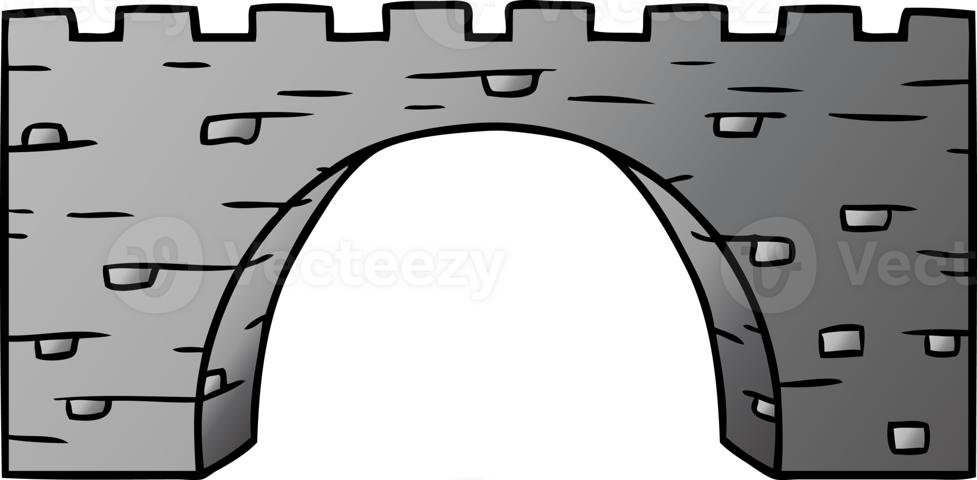 hand drawn gradient cartoon doodle of a stone bridge png