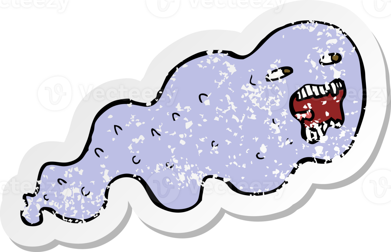 retro distressed sticker of a cartoon ghost png