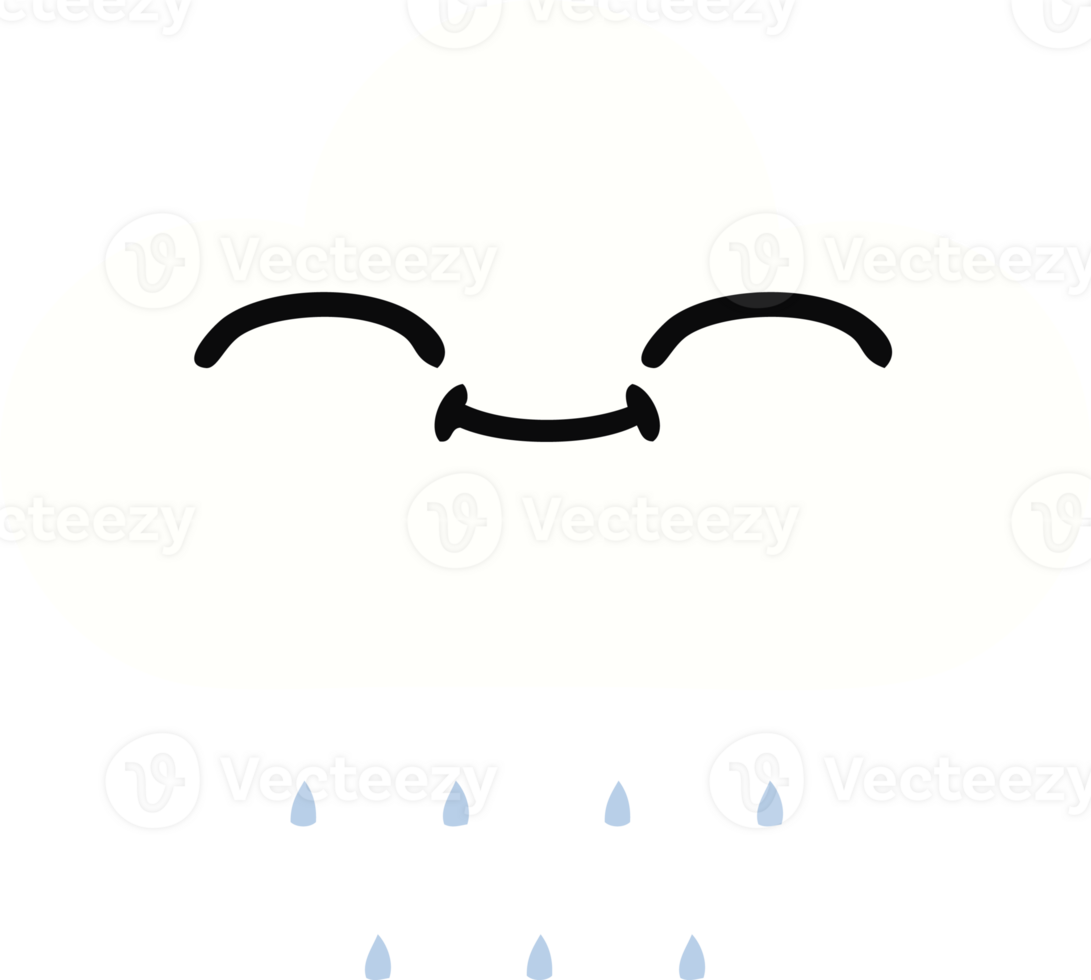 flat color retro cartoon of a rain cloud png