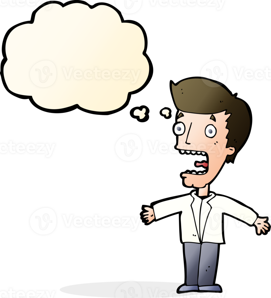 cartoon screaming man with thought bubble png