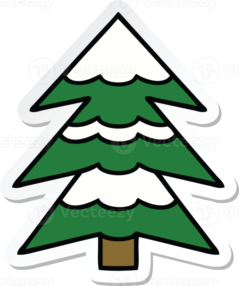 sticker of a cute cartoon snow covered tree png