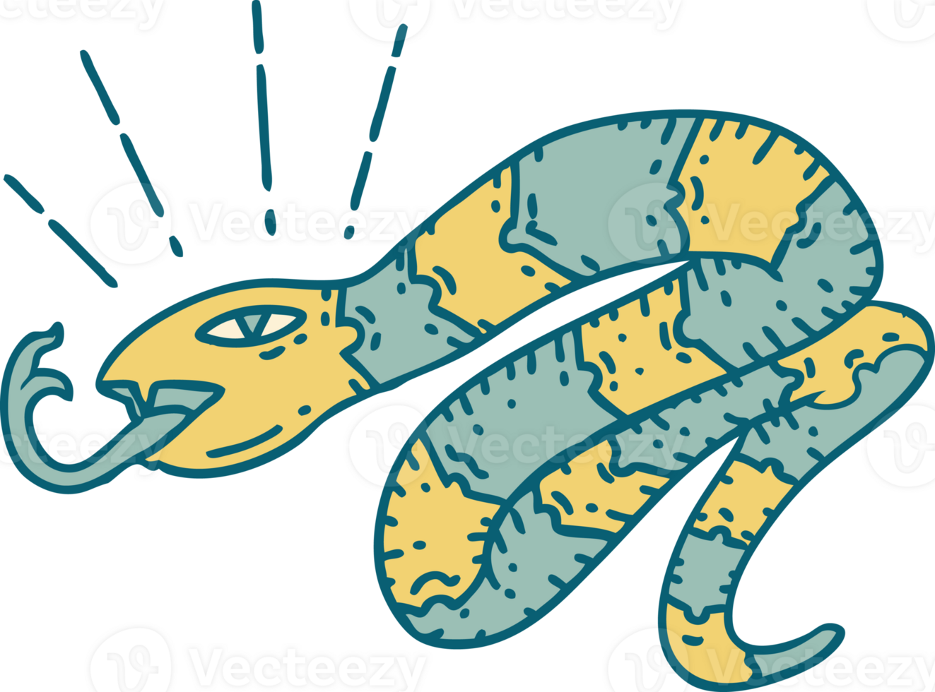 illustration of a traditional tattoo style hissing snake png