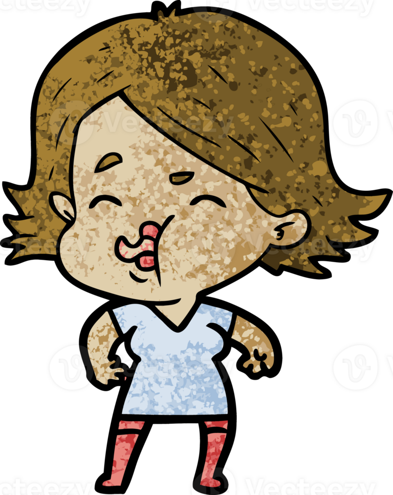 cartoon girl pulling face png