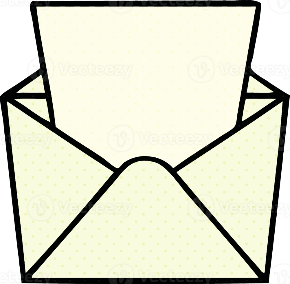 comic book style quirky cartoon letter and envelope png