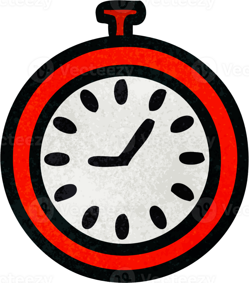 retro grunge texture cartoon of a time stopper png