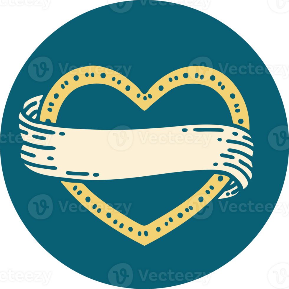 iconic tattoo style image of a heart and banner png