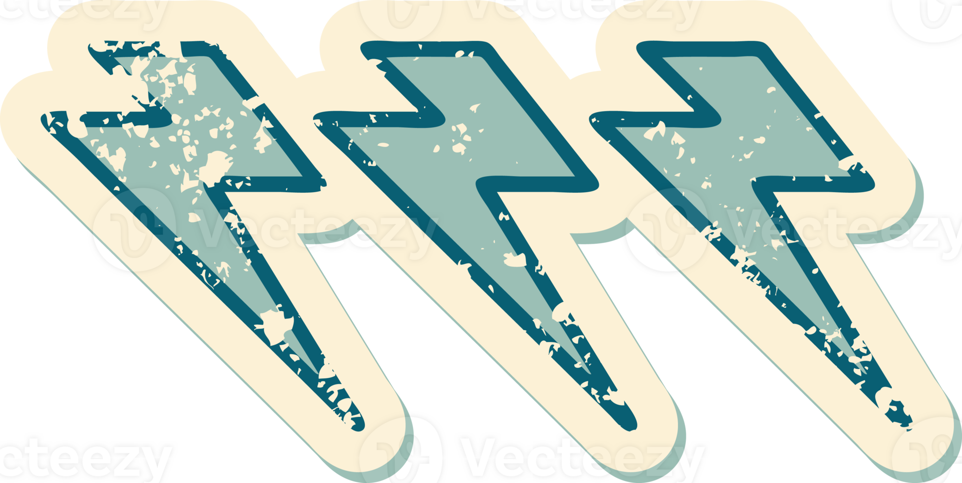 iconic distressed sticker tattoo style image of lighting bolts png