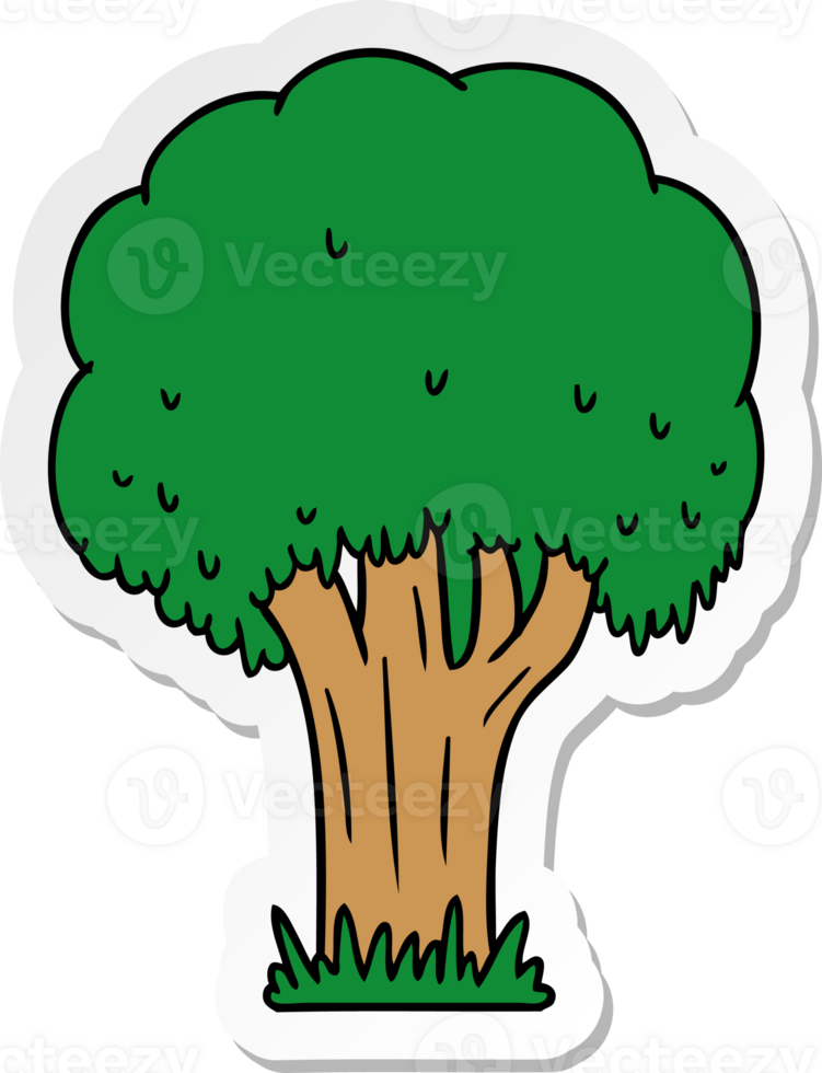 hand drawn sticker cartoon doodle of a summer tree png