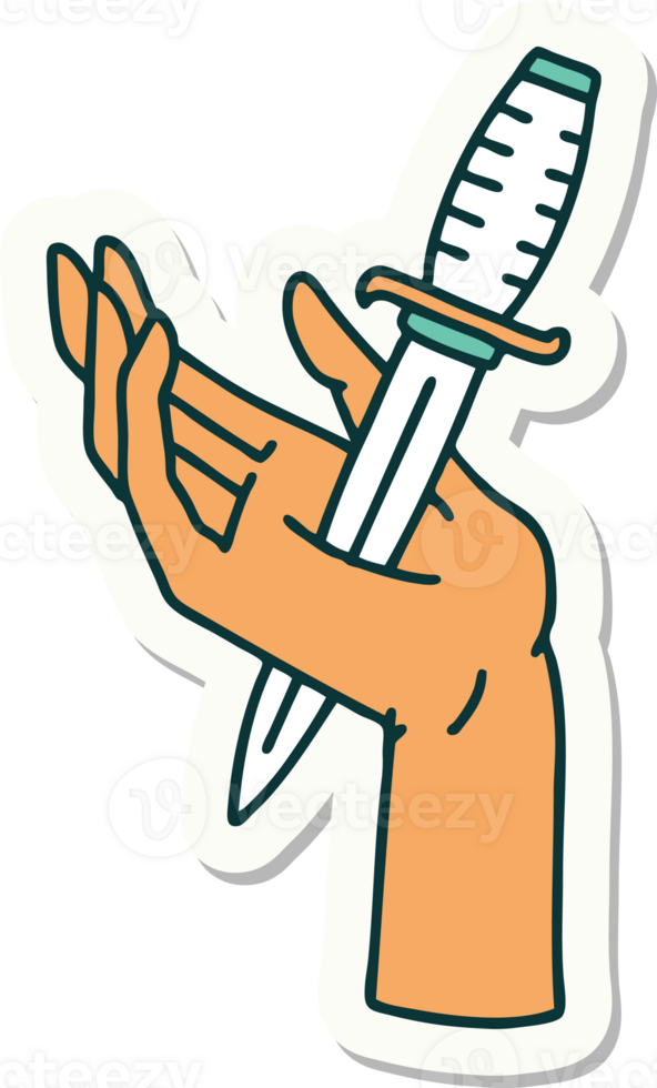 sticker of tattoo in traditional style of a dagger in the hand png