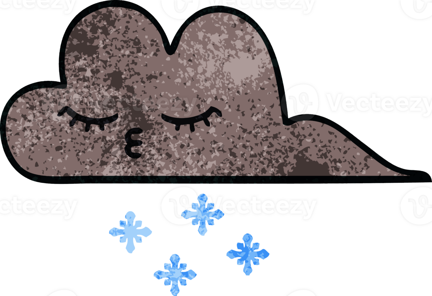 retro grunge texture cartoon of a storm snow cloud png