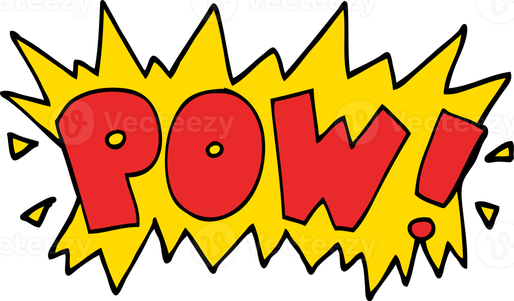 cartoon doodle word pow png