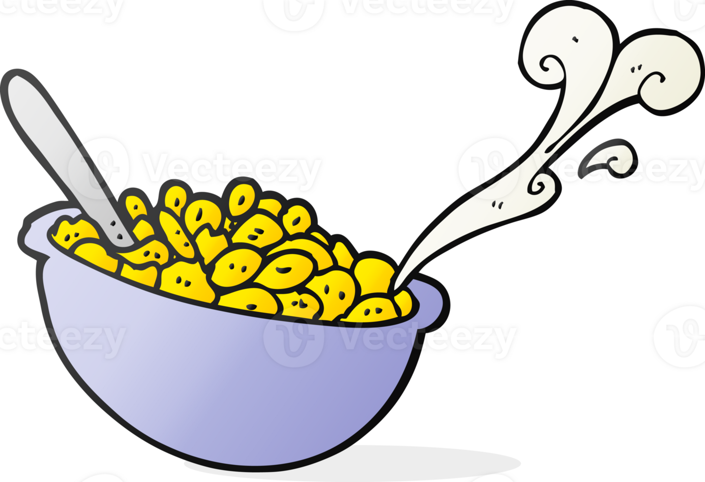 hand drawn cartoon bowl of cereal png
