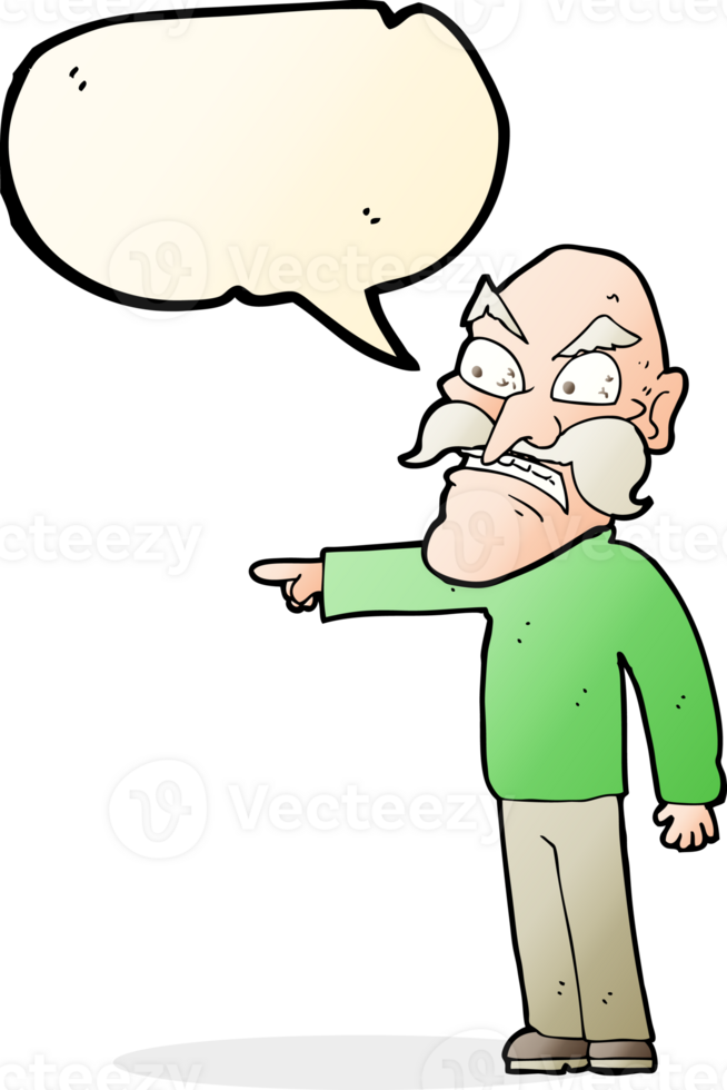 cartoon furious old man with speech bubble png