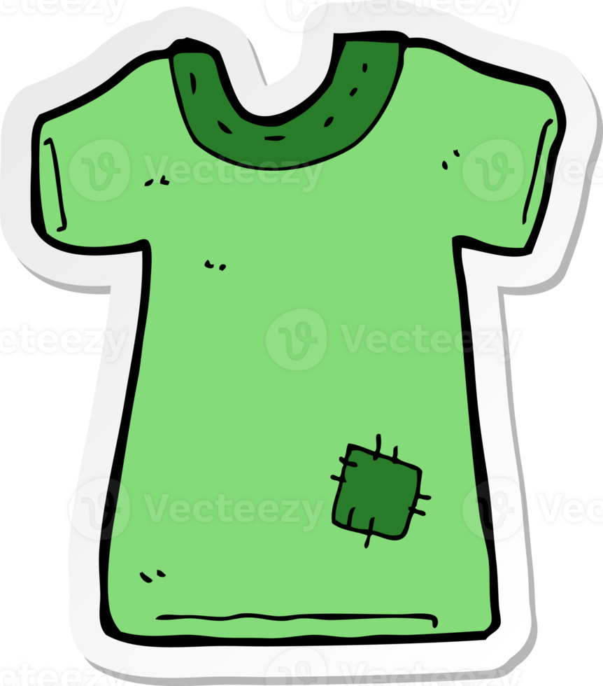 sticker of a cartoon patched old tee shirt png