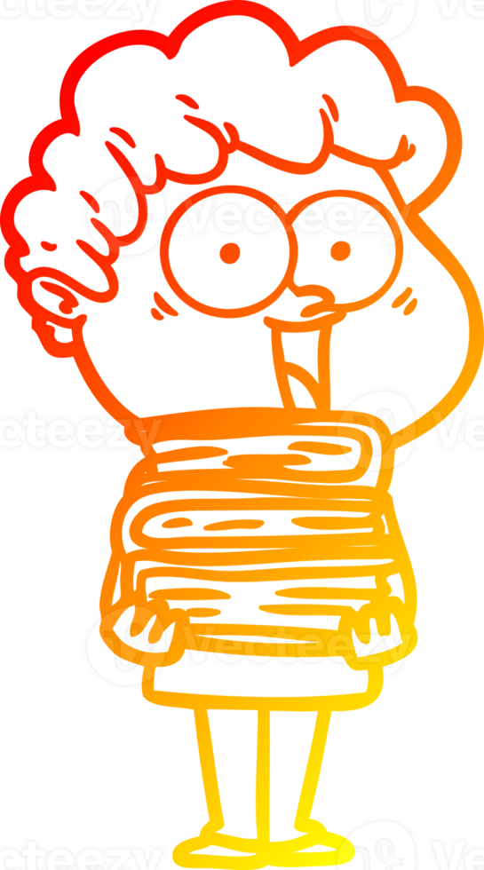 warm gradient line drawing of a cartoon happy man png