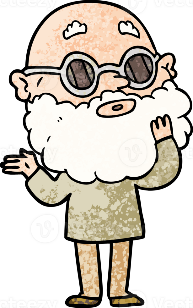 cartoon curious man with beard and glasses png