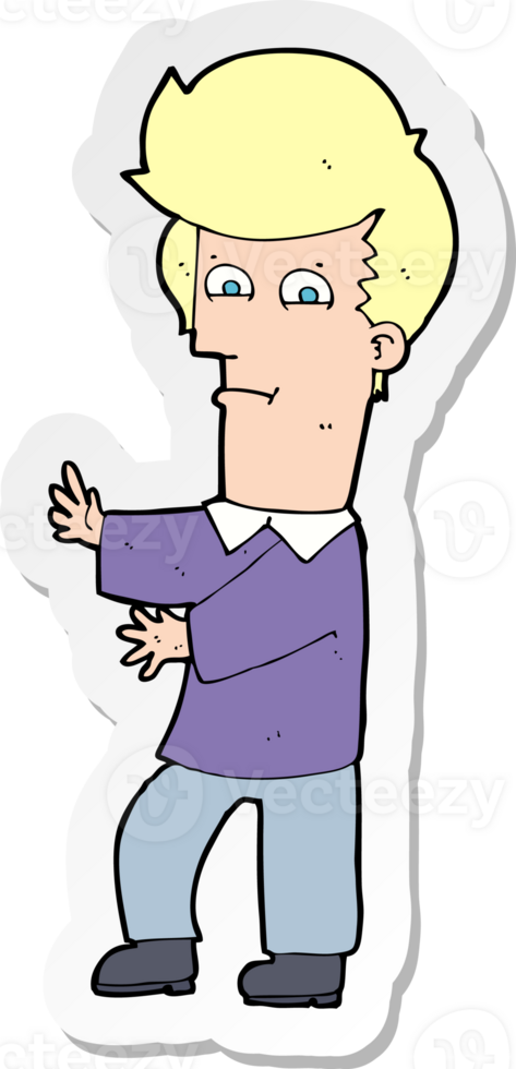 sticker of a cartoon man gesturing wildly png
