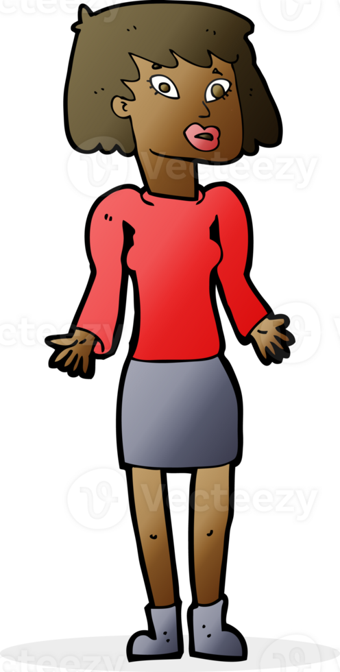cartoon woman shrugging shoulders png