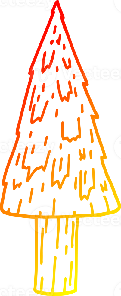 warm gradient line drawing of a cartoon christmas tree png