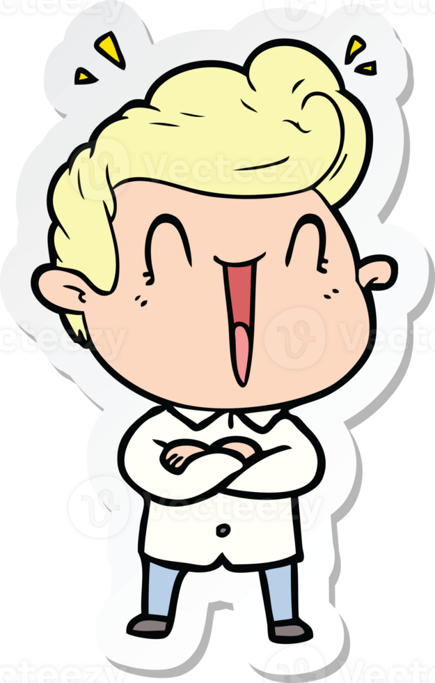 sticker of a cartoon excited man png