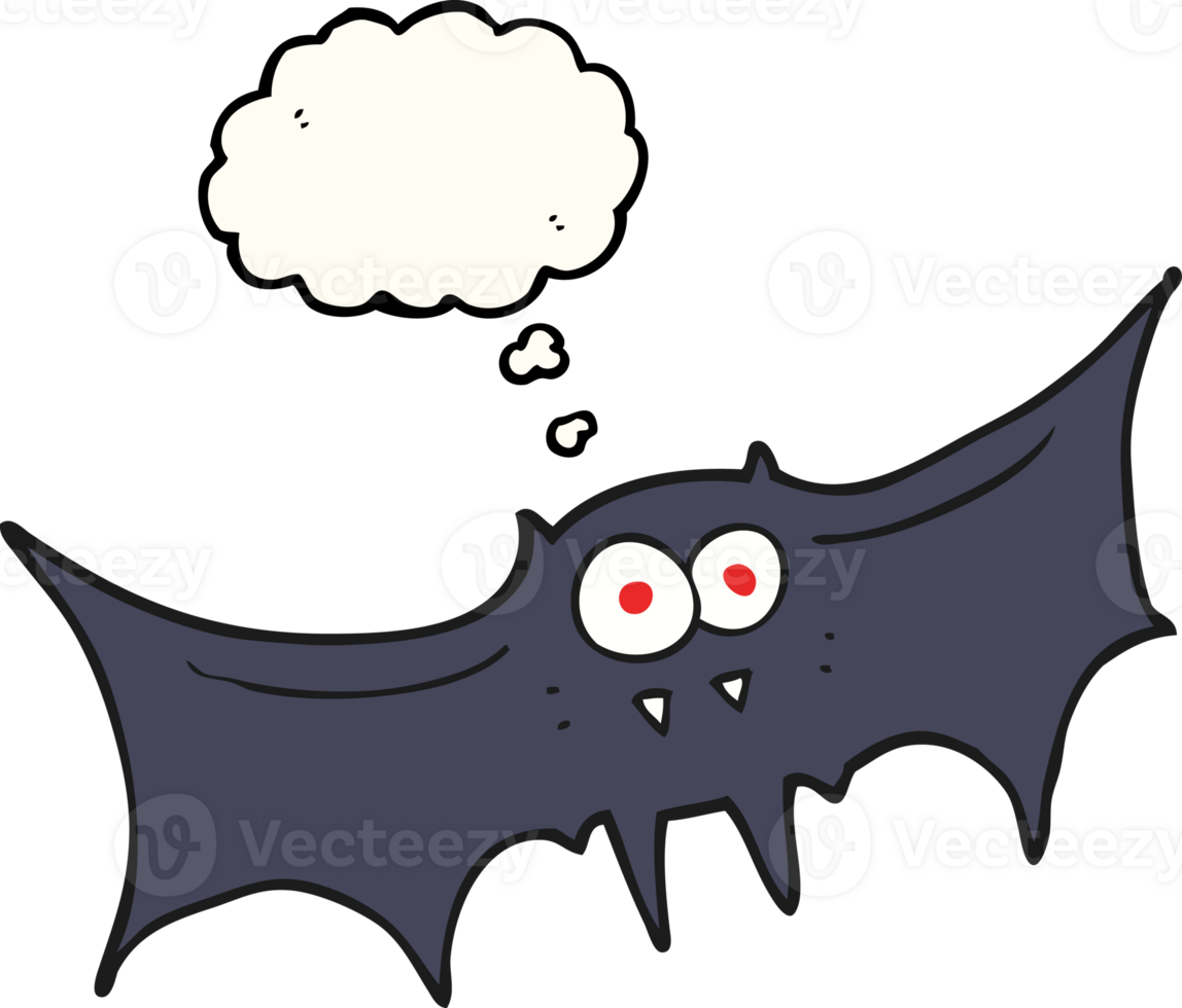 hand drawn thought bubble cartoon vampire bat png