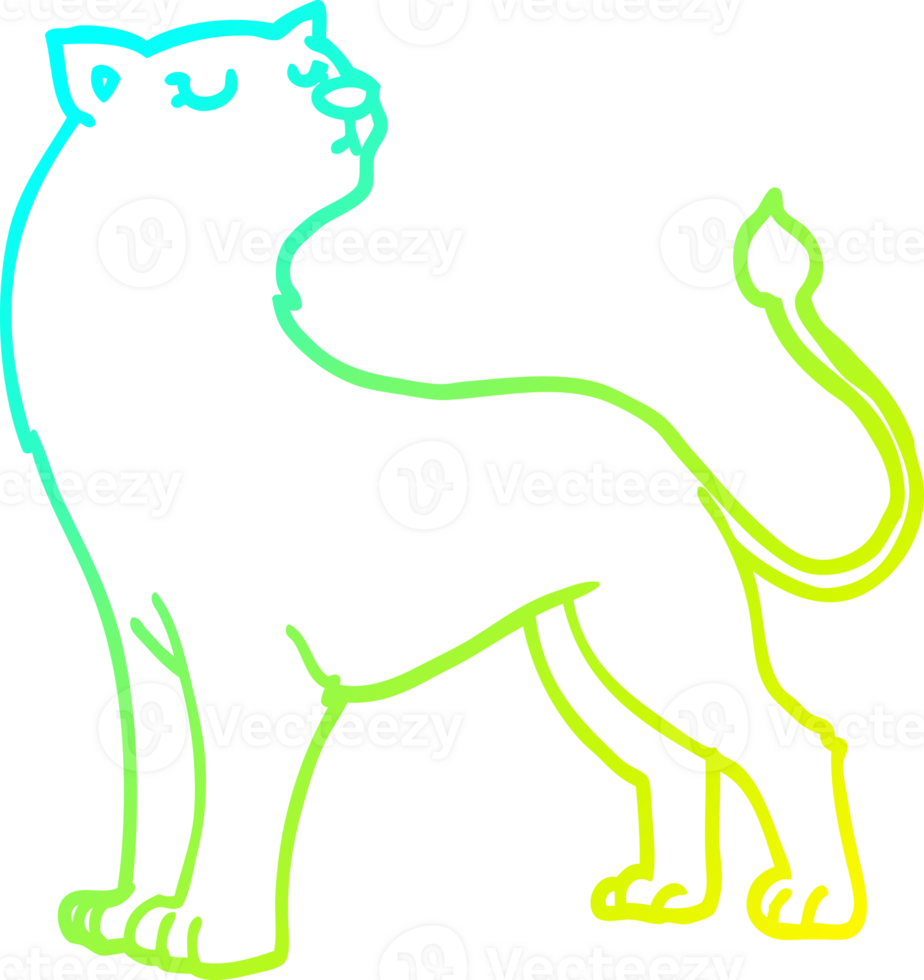 cold gradient line drawing of a cartoon lioness png