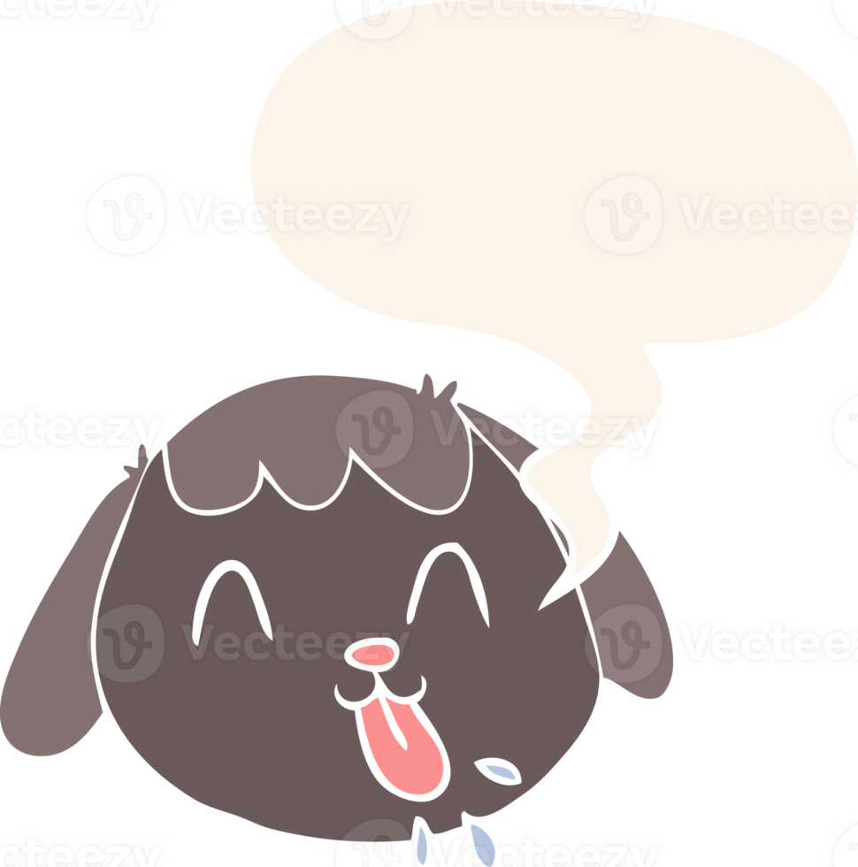 cartoon dog face with speech bubble in retro style png