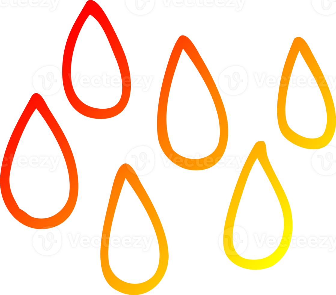 warm gradient line drawing of a cartoon rain drops png