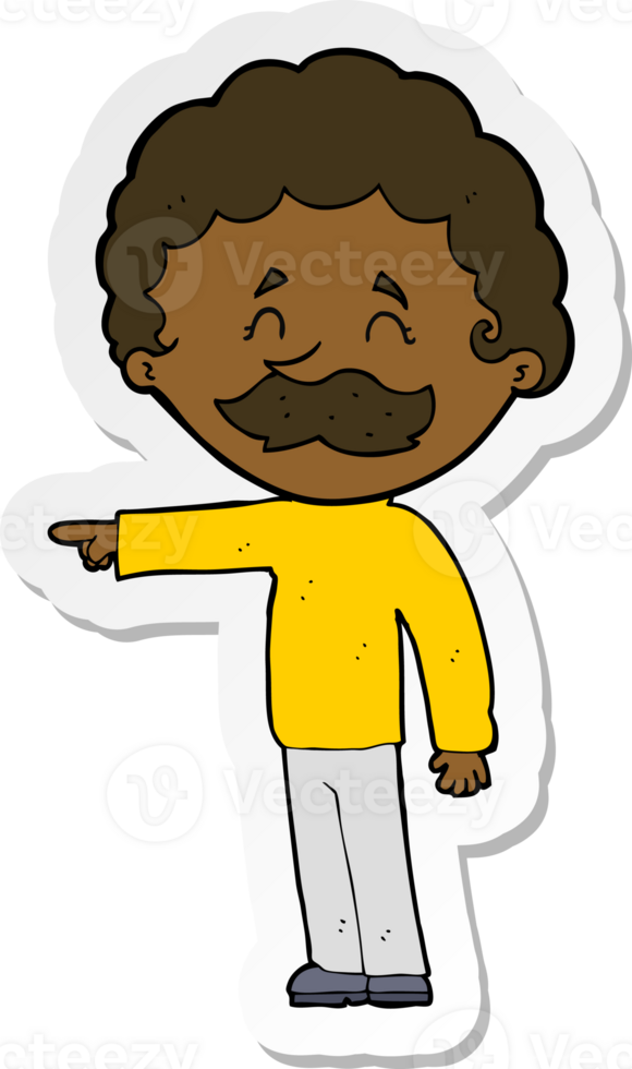 sticker of a cartoon man with mustache pointing png