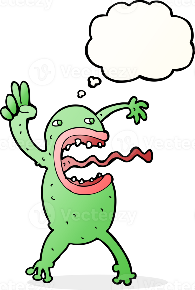 cartoon crazy frog with thought bubble png