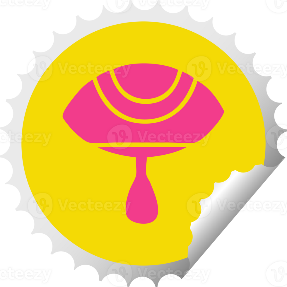 circular peeling sticker cartoon of a crying eye png