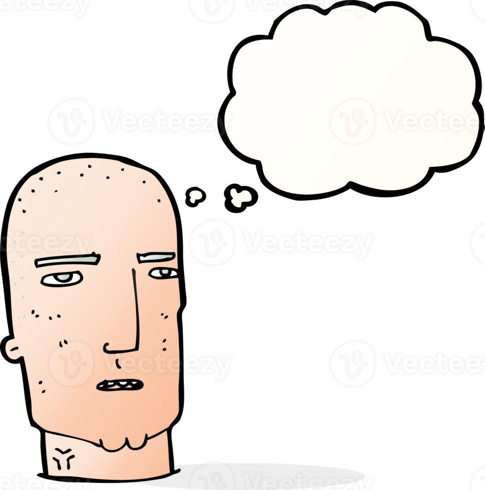 cartoon bald tough guy with thought bubble png