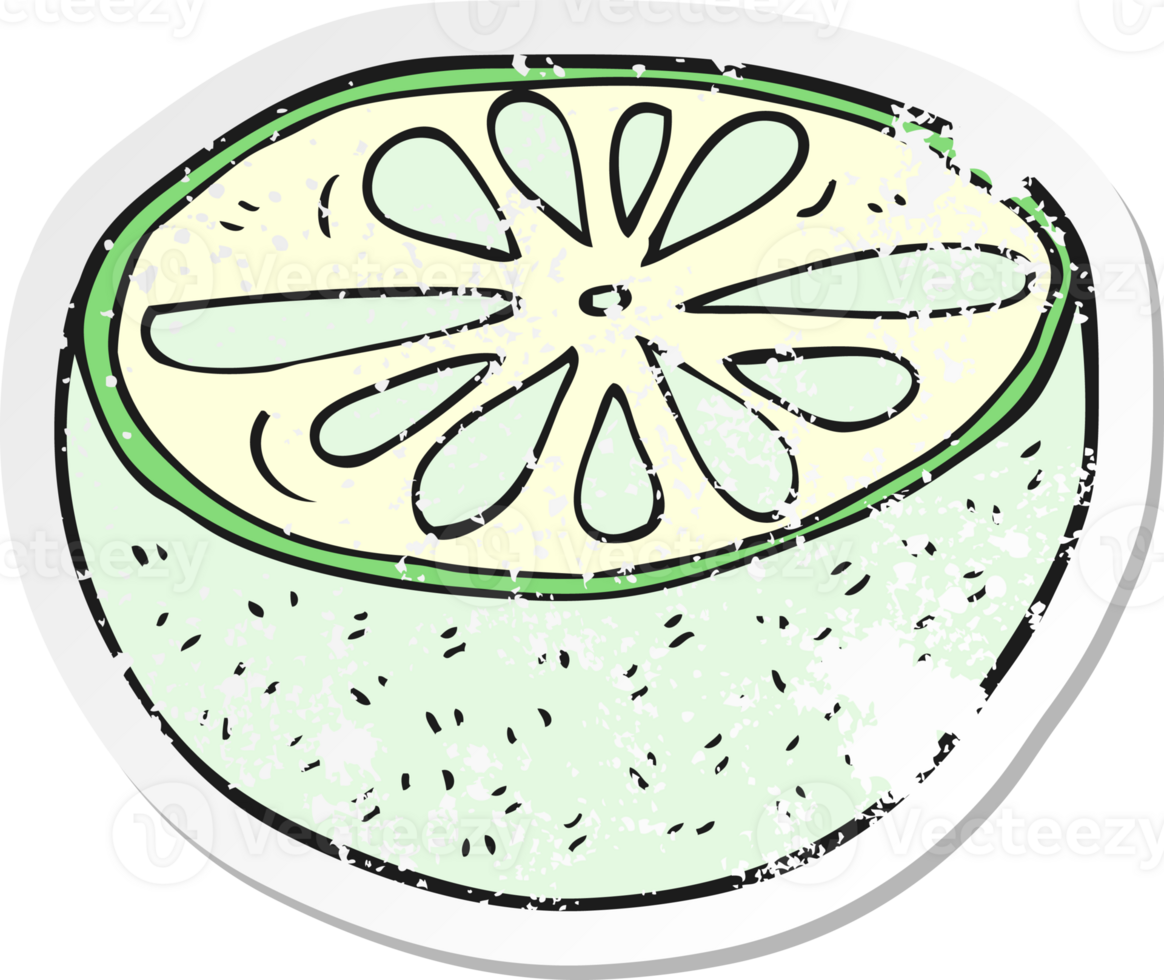 retro distressed sticker of a cartoon half melon png