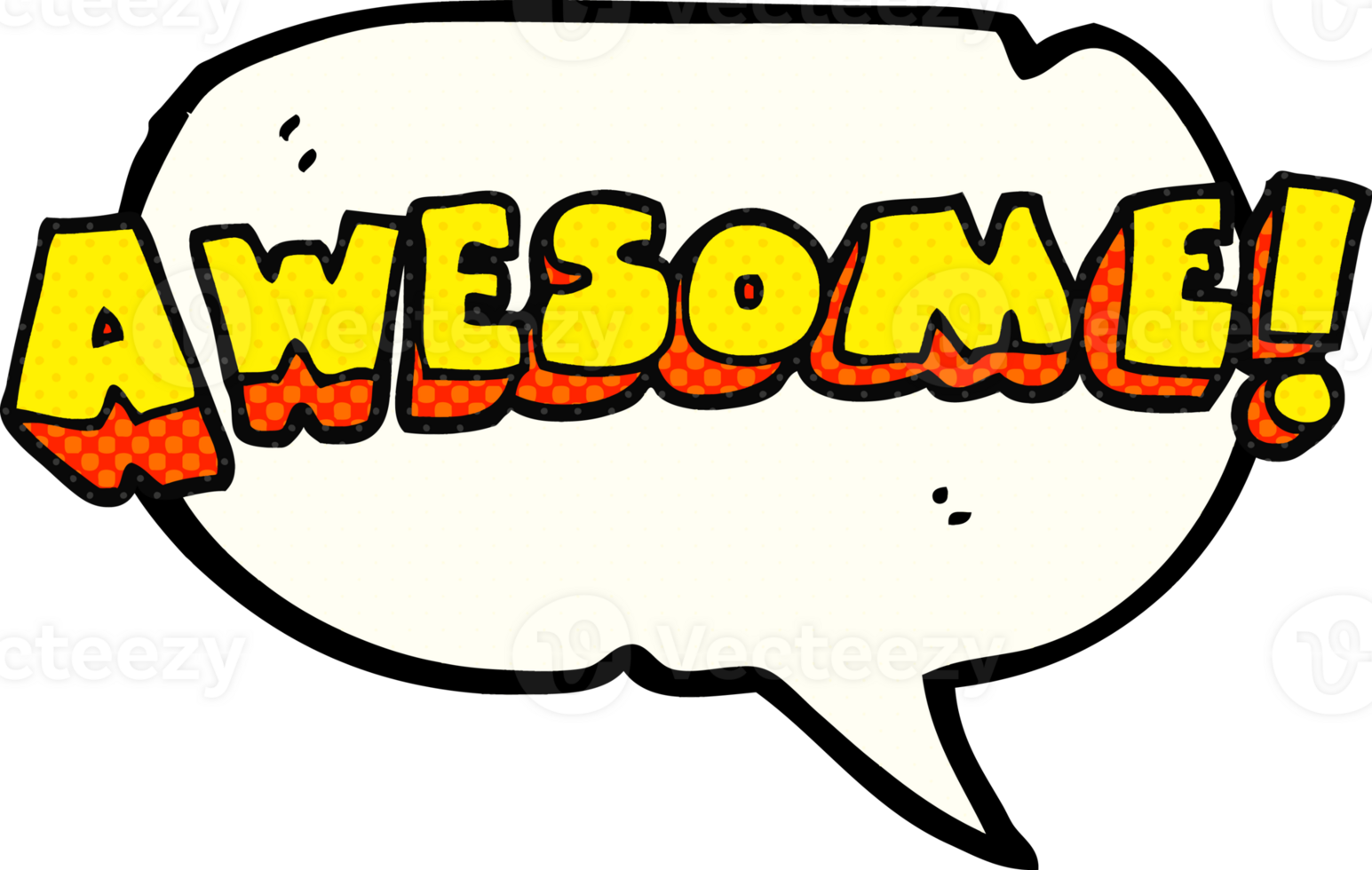 hand drawn comic book speech bubble cartoon awesome word png