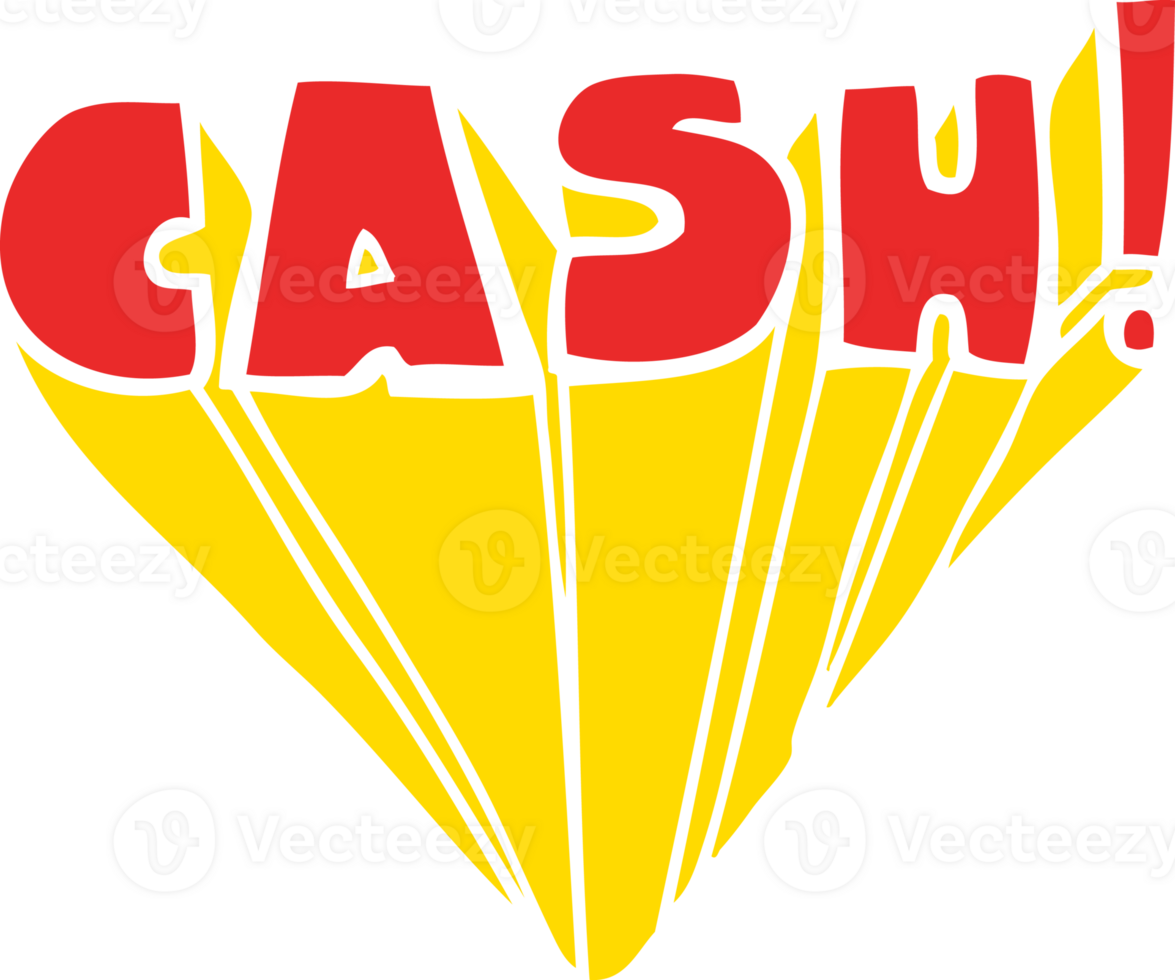 flat color style cartoon word cash png