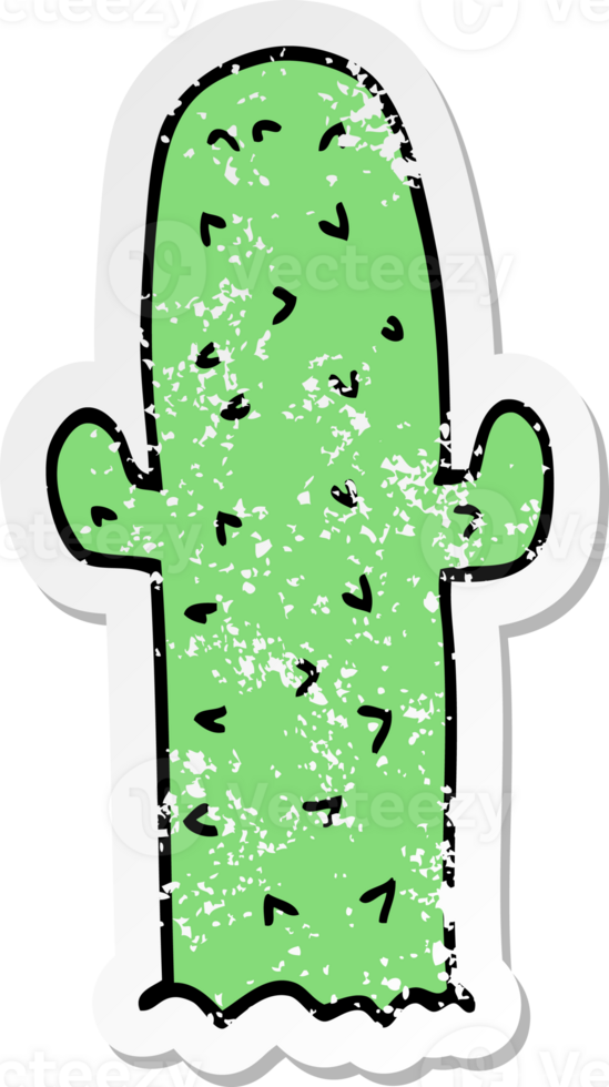 distressed sticker of a cartoon cactus png