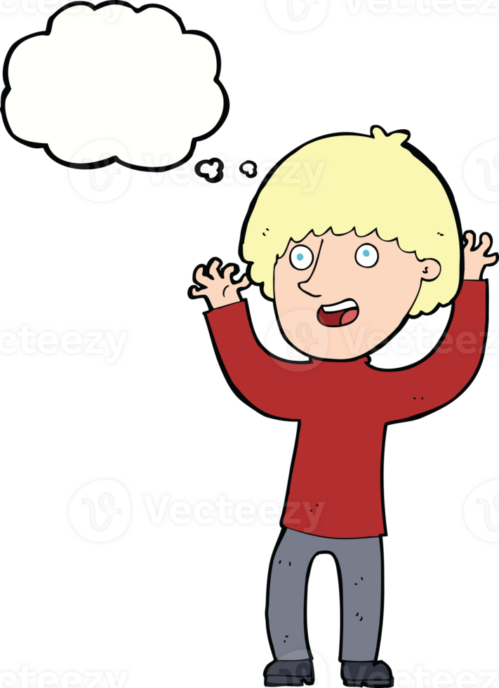 cartoon happy boy laughing with thought bubble png