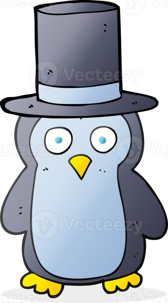 hand drawn cartoon penguin wearing hat png
