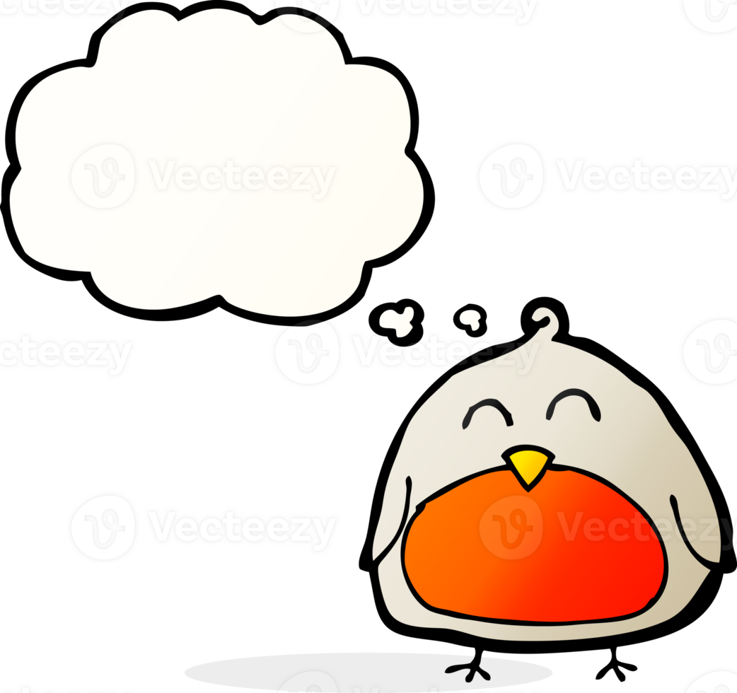 funny cartoon christmas robin with thought bubble png