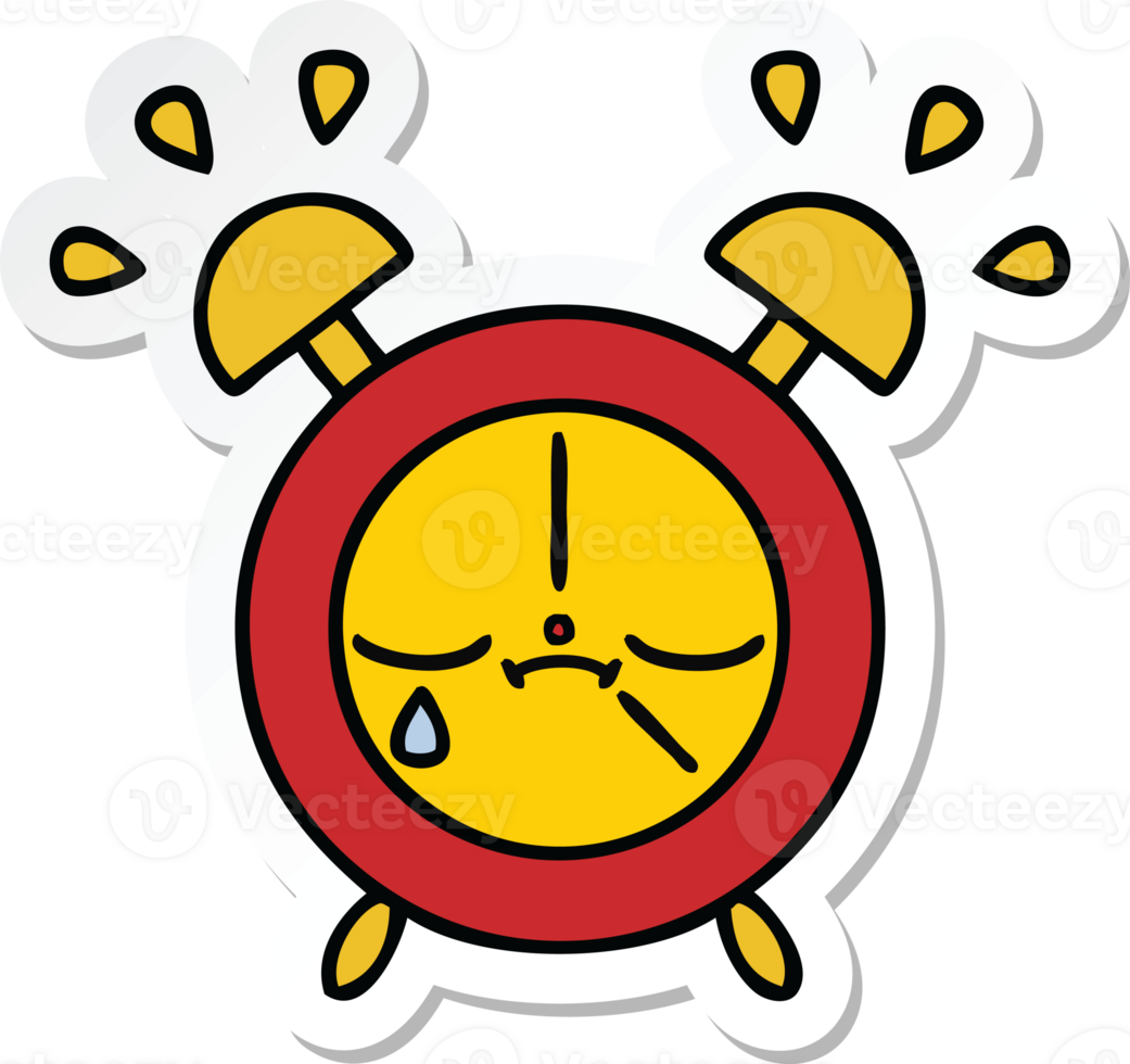 sticker of a cute cartoon alarm clock png