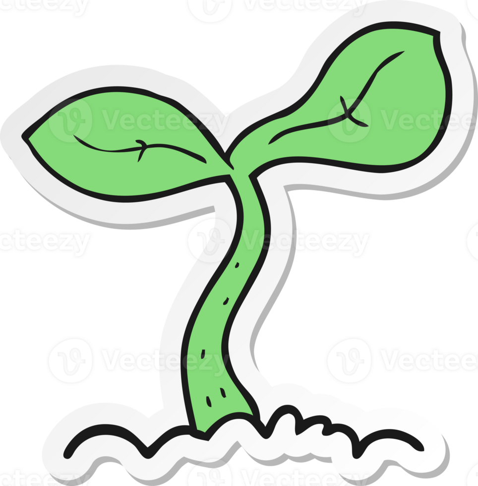 sticker of a cartoon seedling growing png