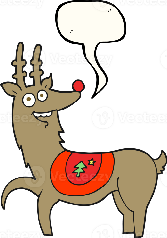 hand drawn speech bubble cartoon christmas reindeer png