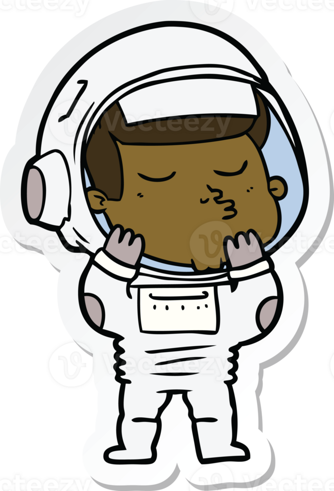 sticker of a cartoon confident astronaut png