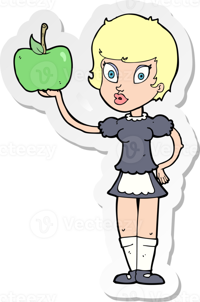 sticker of a cartoon waitress with healthy food png