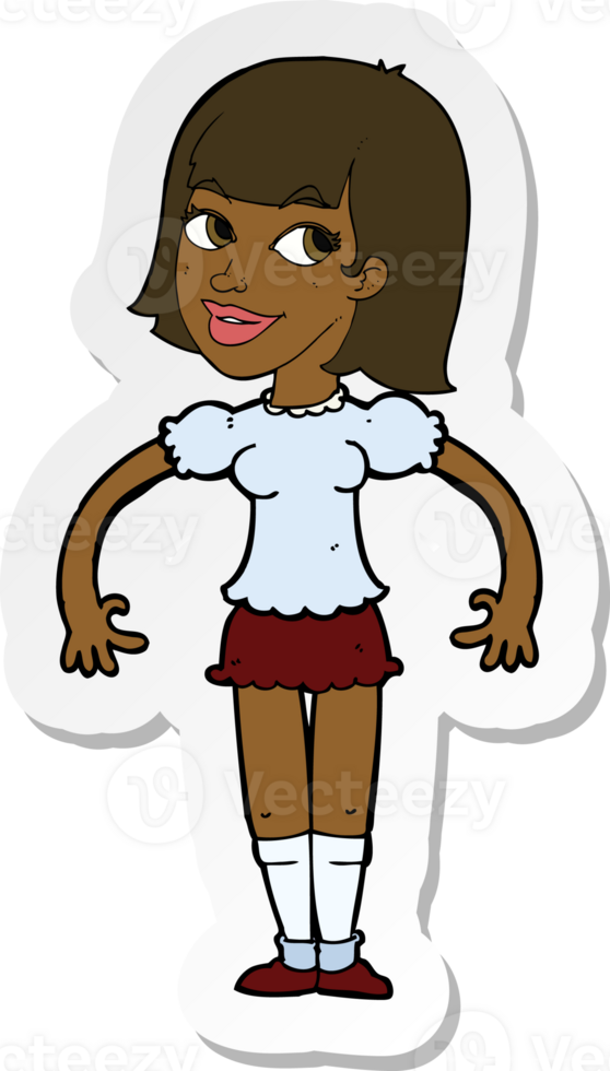 sticker of a cartoon woman shrugging shoulders png