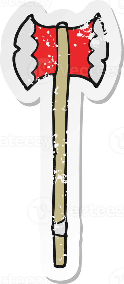 retro distressed sticker of a cartoon axe png