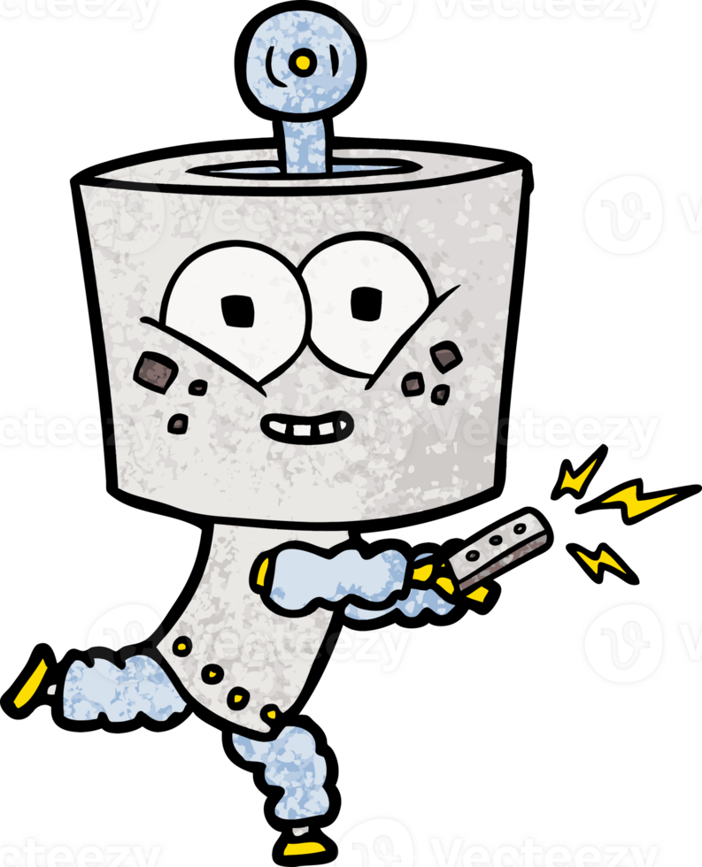 happy cartoon robot with remote control png