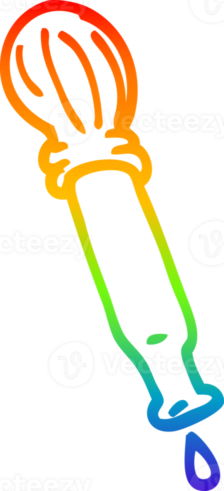 rainbow gradient line drawing of a cartoon dripping pipette png