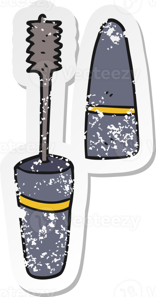retro distressed sticker of a cartoon mascara png