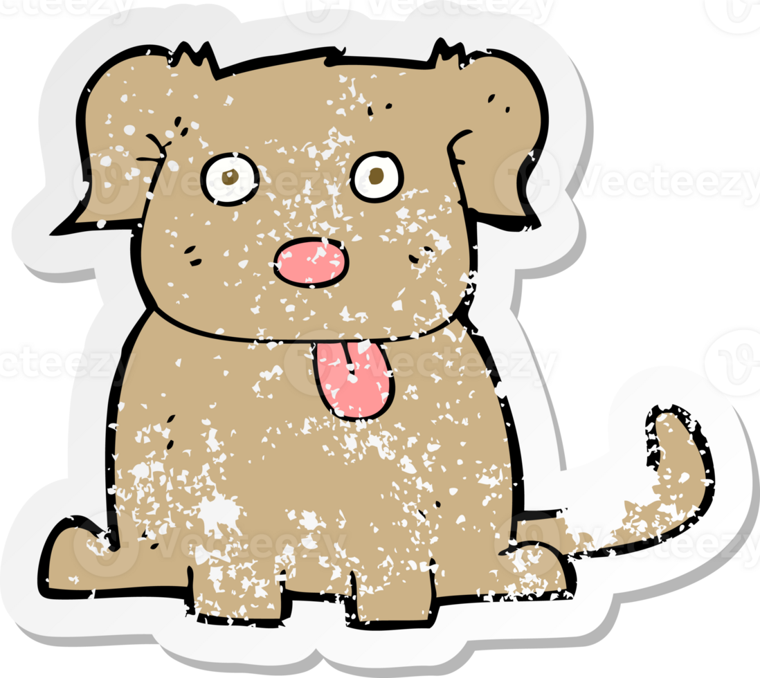 retro distressed sticker of a cartoon dog png
